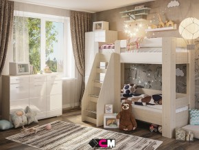 Детская Симба с двухъярусной кроватью белый глянец в Мегионе - megion.magazinmebel.ru | фото