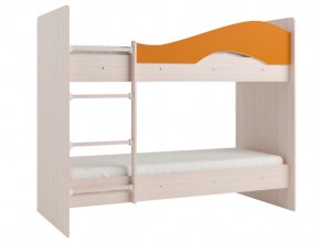 Кровать 2-х ярусная Мая на латофлексах млечный дуб, оранжевая в Мегионе - megion.magazinmebel.ru | фото