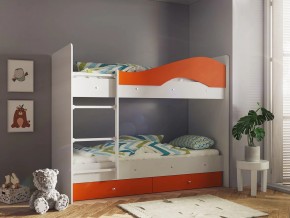 Кровать 2-х ярусная Мая с ящиками на латофлексах белый-оранж в Мегионе - megion.magazinmebel.ru | фото