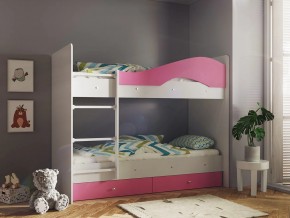 Кровать 2-х ярусная Мая с ящиками на латофлексах белый-розовый в Мегионе - megion.magazinmebel.ru | фото