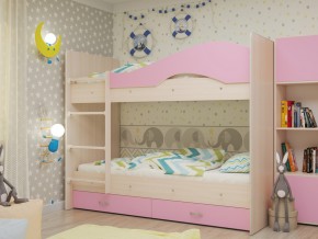 Кровать 2-х ярусная Мая с ящиками на латофлексах розовая в Мегионе - megion.magazinmebel.ru | фото