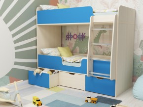 Кровать двухъярусная Малыш двойняшка дуб молочный-голубой в Мегионе - megion.magazinmebel.ru | фото