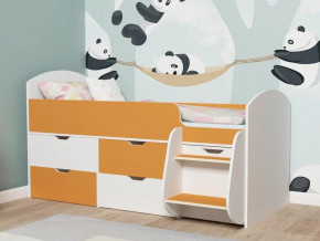 Кровать Малыш-7 белое дерево-оранжевый в Мегионе - megion.magazinmebel.ru | фото