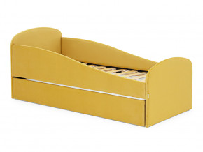 Кровать с ящиком Letmo горчичный (велюр) в Мегионе - megion.magazinmebel.ru | фото