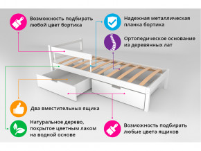 Кровать Svogen classic с ящиками и бортиком графит-мятный в Мегионе - megion.magazinmebel.ru | фото - изображение 3