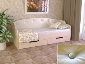 Кровать Юниор Тип 2 дуб молочный-белый перламутр 800х1600 в Мегионе - megion.magazinmebel.ru | фото