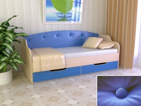 Кровать Юниор Тип 2 дуб молочный/синий 800х1600 в Мегионе - megion.magazinmebel.ru | фото