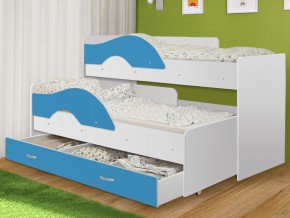 Кровать выкатная Радуга с ящиком 80х160 белая-голубой в Мегионе - megion.magazinmebel.ru | фото