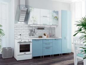 Кухня 2100 Бьянка голубые блестки в Мегионе - megion.magazinmebel.ru | фото