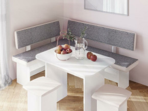Кухонный уголок Парма Белый, ткань серая в Мегионе - megion.magazinmebel.ru | фото - изображение 3