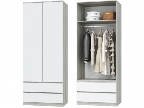 Шкаф для одежды 2х дверный с ящиками Лори дуб серый, белый в Мегионе - megion.magazinmebel.ru | фото