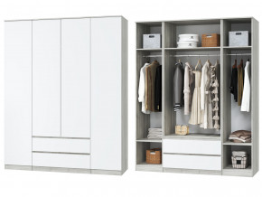 Шкаф для одежды четырехдверный Лори дуб серый, белый в Мегионе - megion.magazinmebel.ru | фото