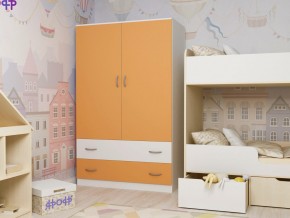 Шкаф двухстворчатый белый-оранж в Мегионе - megion.magazinmebel.ru | фото