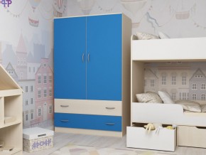 Шкаф двухстворчатый дуб молочный-голубой в Мегионе - megion.magazinmebel.ru | фото