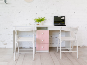 Стол письменный двухместный В 5 розовый в Мегионе - megion.magazinmebel.ru | фото