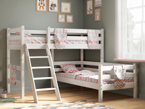 Угловая кровать Соня Вариант 8 с наклонной лестницей белая в Мегионе - megion.magazinmebel.ru | фото